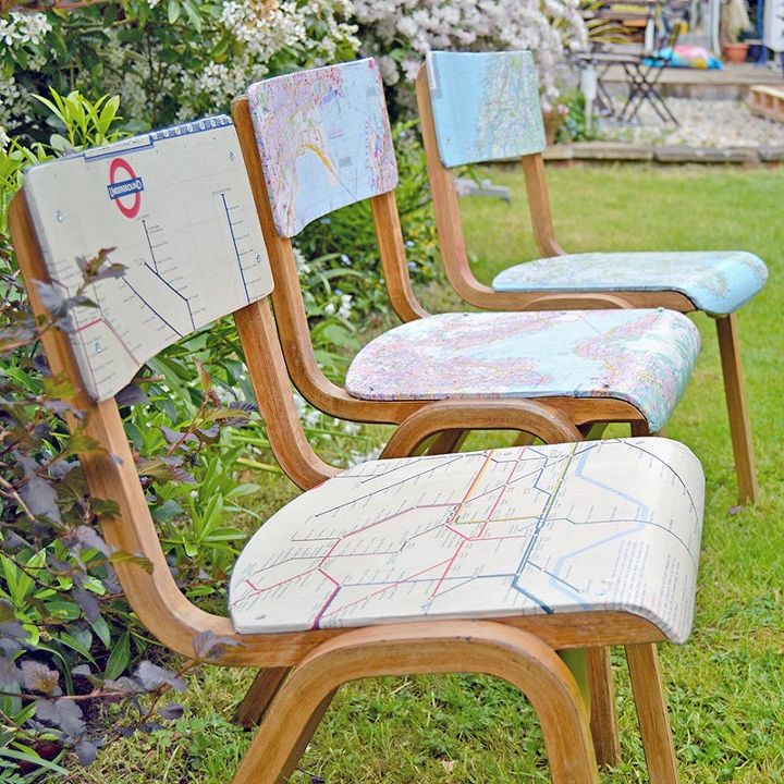 s 25 creative ways you can decorate using maps, Personalized Map Chairs