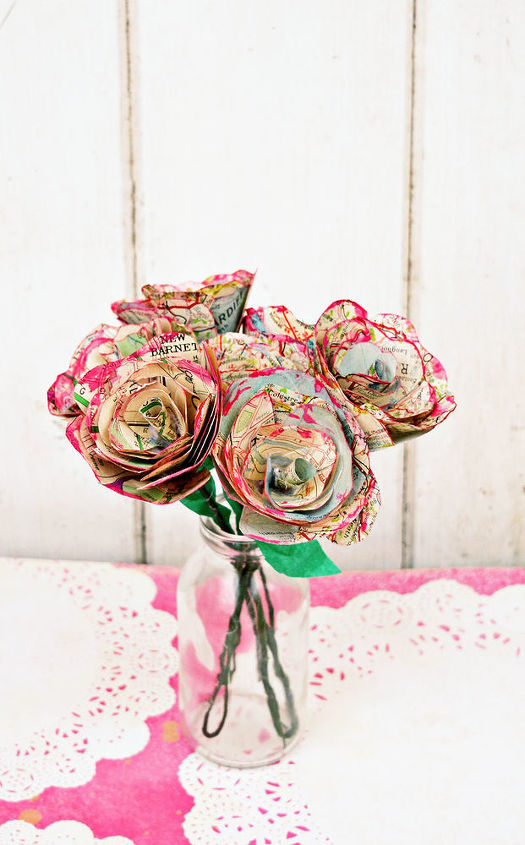 s 25 creative ways you can decorate using maps, Gorgeous Map Paper Flowers
