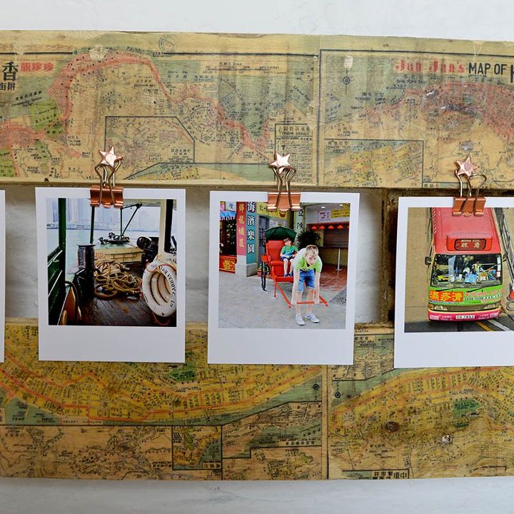 25 maneiras criativas de decorar com mapas, Imprima um mapa em um palete reciclado para uma moldura de foto exclusiva
