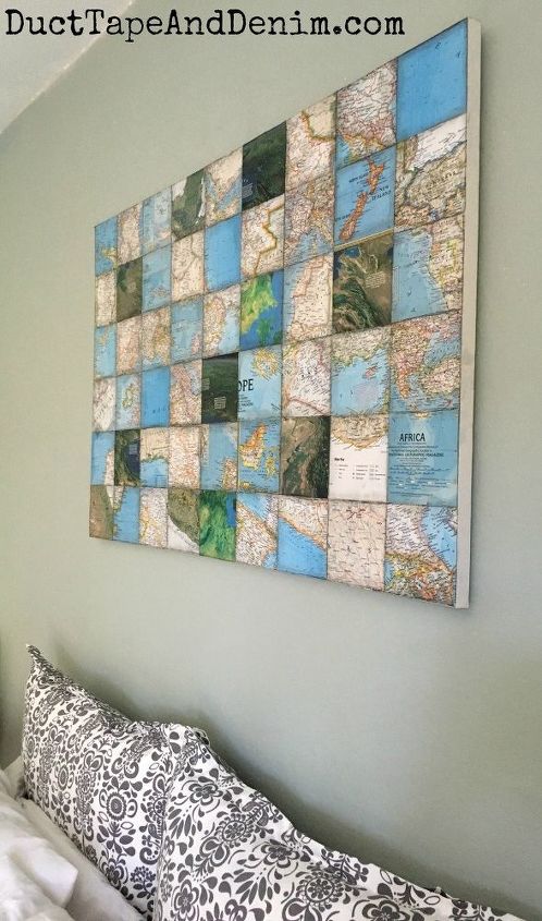 25 formas creativas de decorar con mapas, Collage art stico de mapas del mundo
