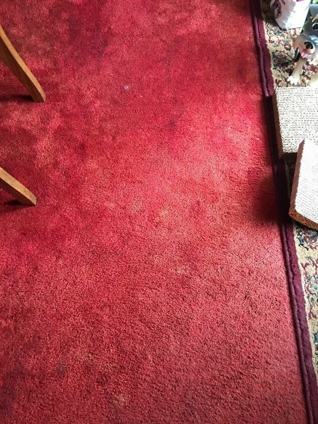 q i have a red rug in my living dining room that has faded over time