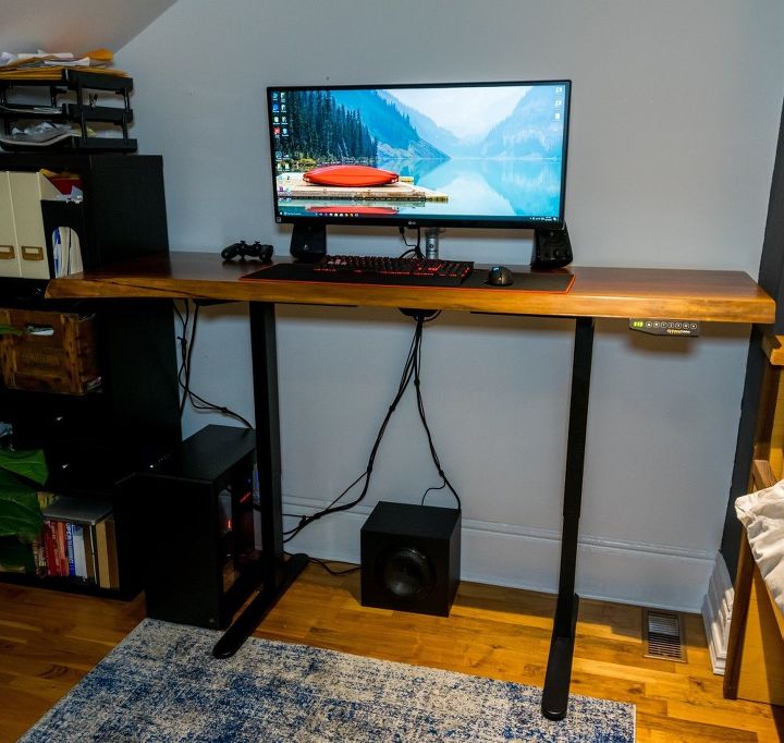 adjustable height live edge desk