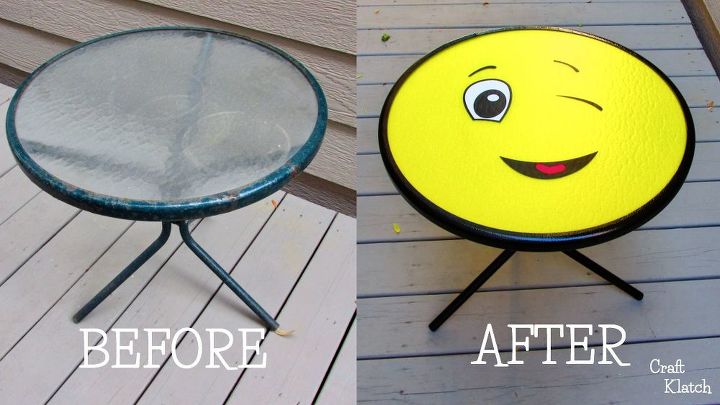 outdoor table makeover emoji table