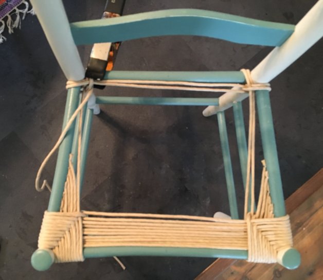 weaving a ladder back chair seat with fiber rush