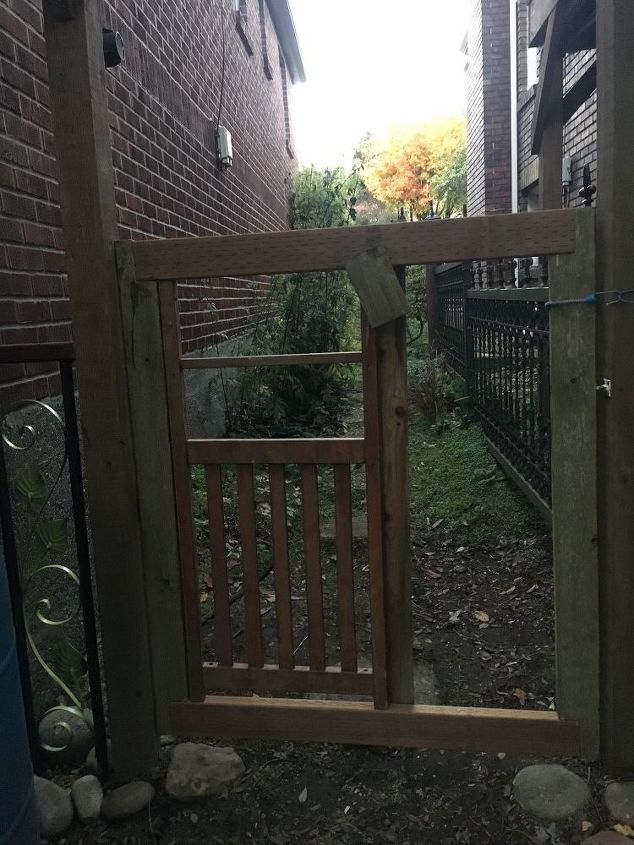 upcycled fence gate, Framed half with old chair back half