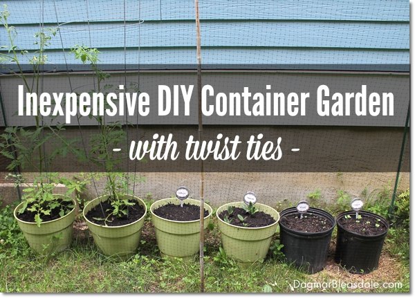 reuse twist ties to make this thrifty netting fence for your garden
