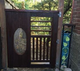upcycled fence gate, Looking in towards the backyard