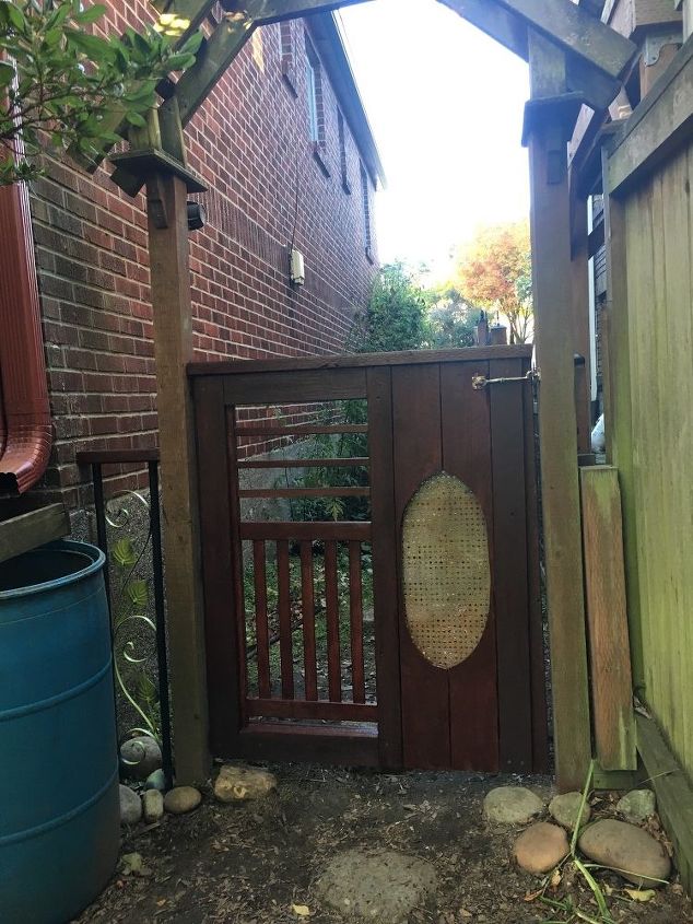 upcycled fence gate, Looking out towards the street