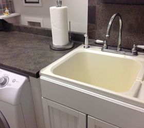 my yellowed white plastic laundry room sink needs help