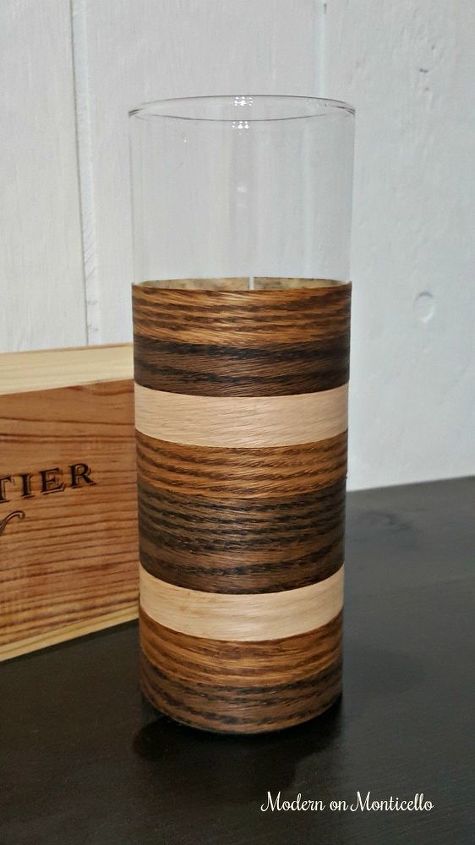 diy mid century modern inspired wood veneer vase