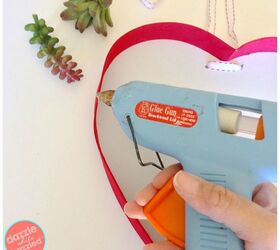 forget the chocolate heart box flower wreath, Use glue to secure top of heart box