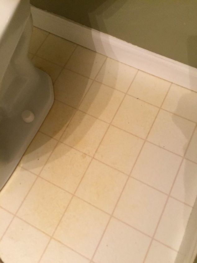 how do you remove yellow stains from linoleum bathroom floors