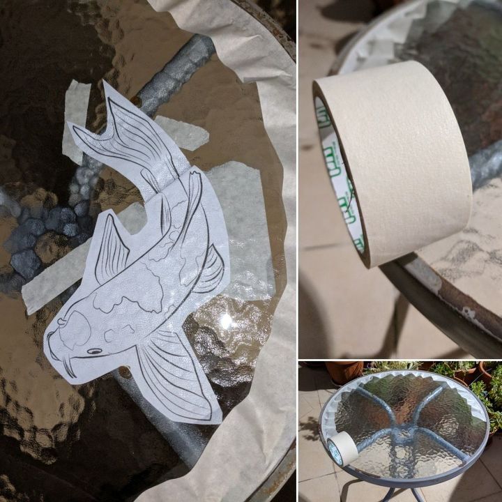 faux stained glass pond in a table