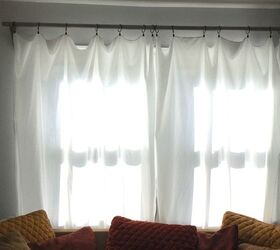 15 home decor projects to instantly transform your living room, Hang Sheet Curtains With A Rustic Look