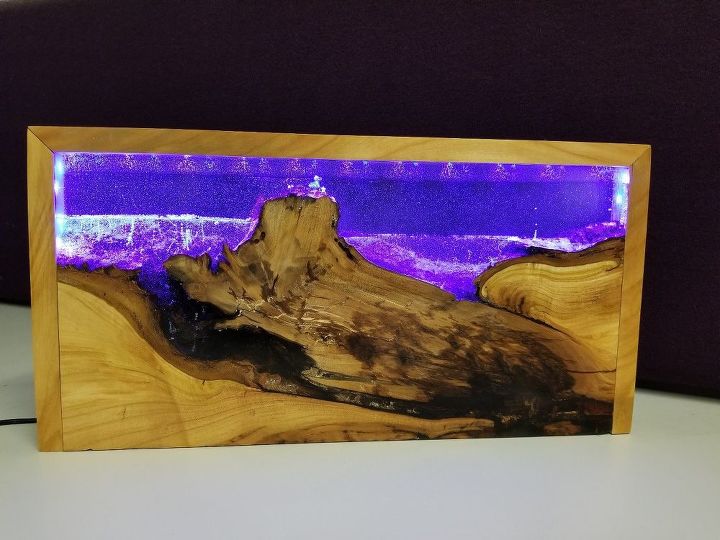 wood and resin led lamp