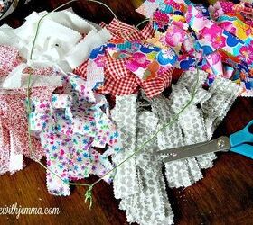 quick and easy rag wreath, Fabric cut into 1x7 sections for Wreath