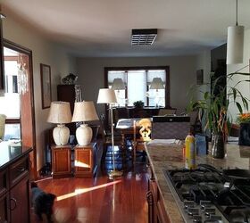 q how can i make a large rectangular kitchen dining room look better