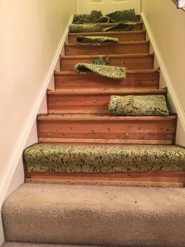 stairs from carpet to wood, Wood under carpet