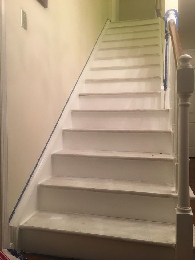 stairs from carpet to wood, Priming the stairs