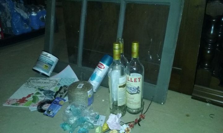 wine bottle old window wall art