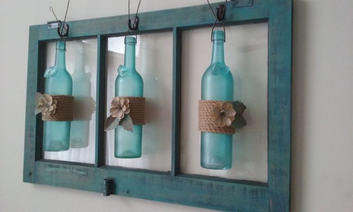 wine bottle old window wall art