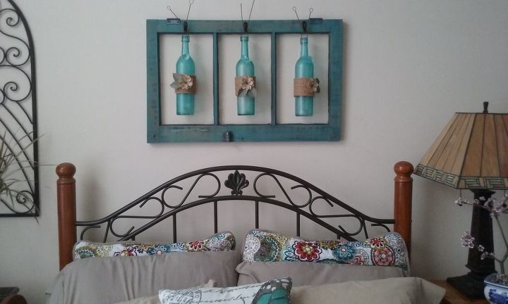 wine bottle old window wall art