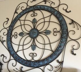 metal wall art hanging gets an easy dollar store fix