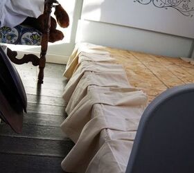 making a no sew bed skirt with canvas drop cloths