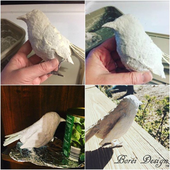 diy upcycled paper mache bird sculpture