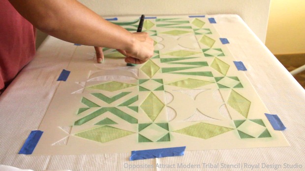 how to stencil a diy shower curtain that anyone can make
