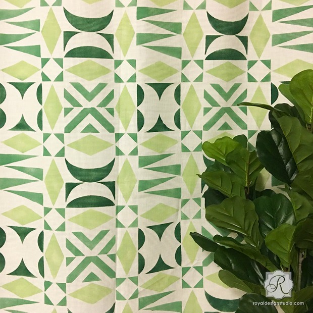 how to stencil a diy shower curtain that anyone can make