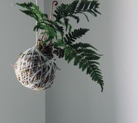 add houseplant whimsy with these diy moss string gardens, Hang it up