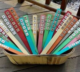 s 15 amazing things you can do with paint stirrers, Scrabble Tile Plant Markers