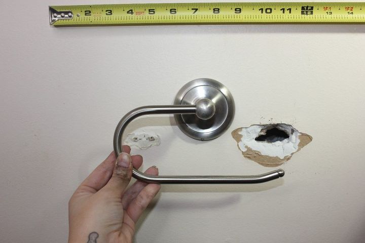 how to cover a hole with a farmhouse toilet paper holder 2 lumber