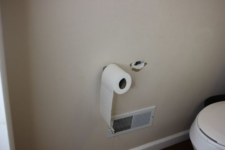 how to cover a hole with a farmhouse toilet paper holder 2 lumber