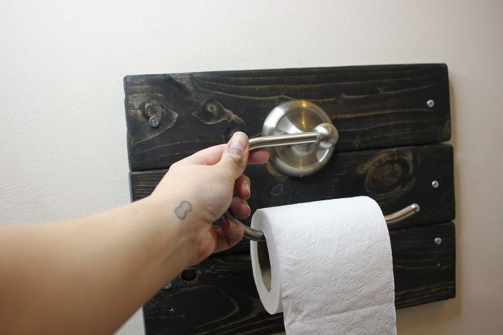 how to cover a hole with a farmhouse toilet paper holder 2 lumber