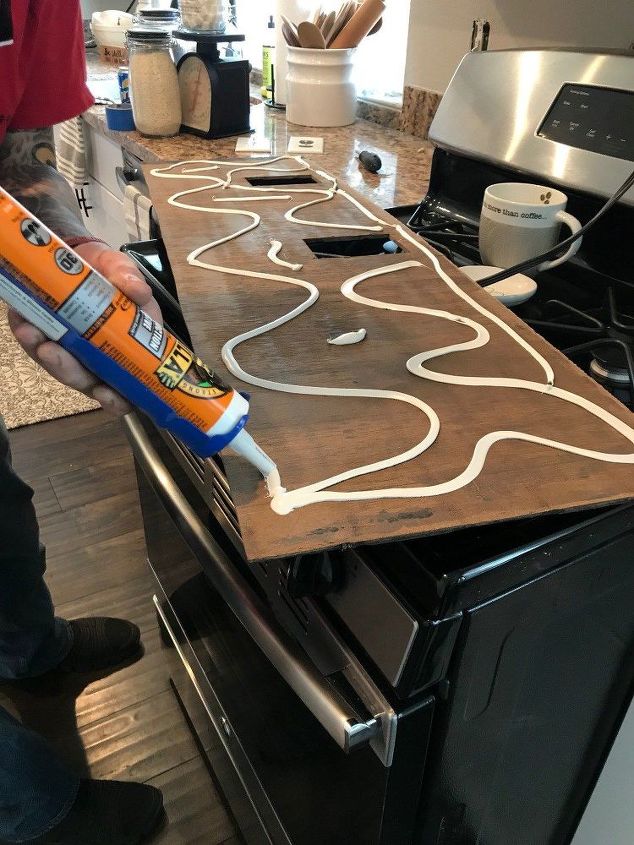 faux brick backsplash