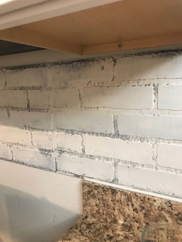 faux brick backsplash