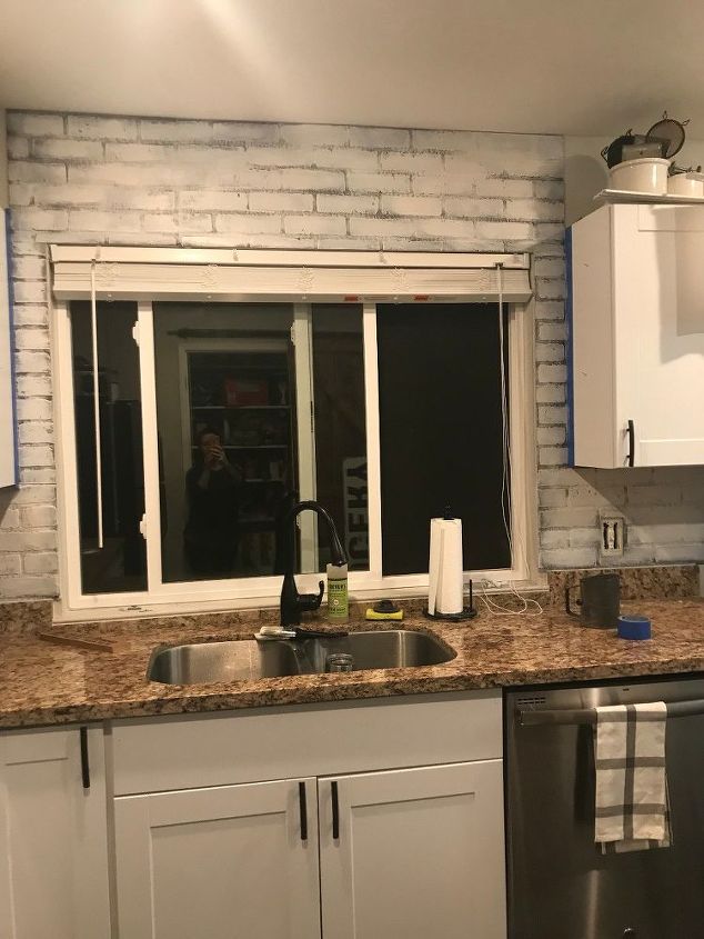 faux brick backsplash