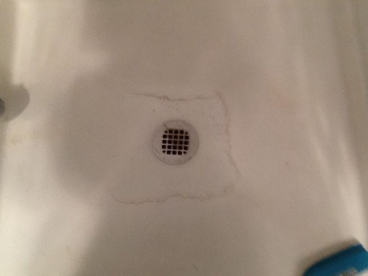 q stain on floor of shower