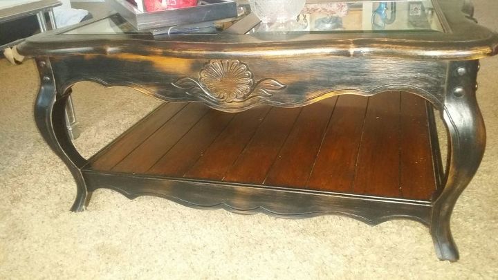outdated coffee table to rustic farmhouse beauty, Side once finished