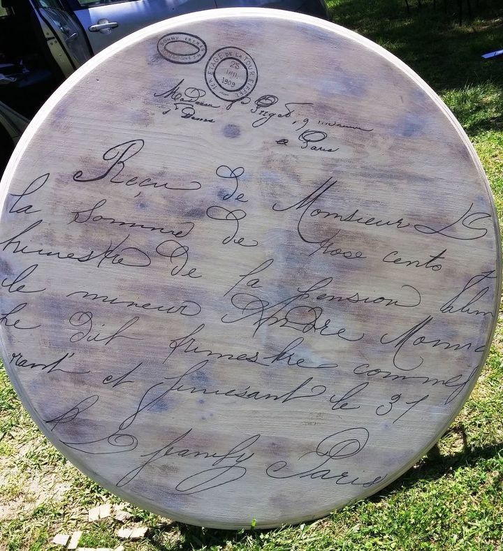 old tired old table to cute french script dining table