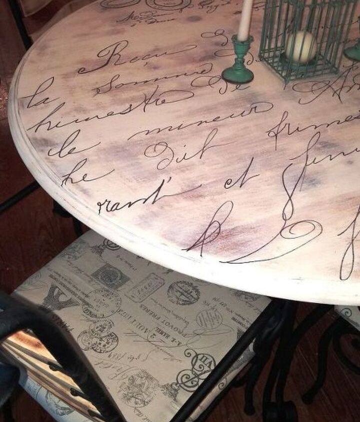 old tired old table to cute french script dining table