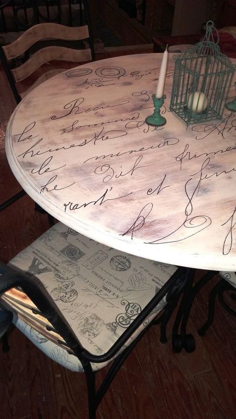 old tired old table to cute french script dining table
