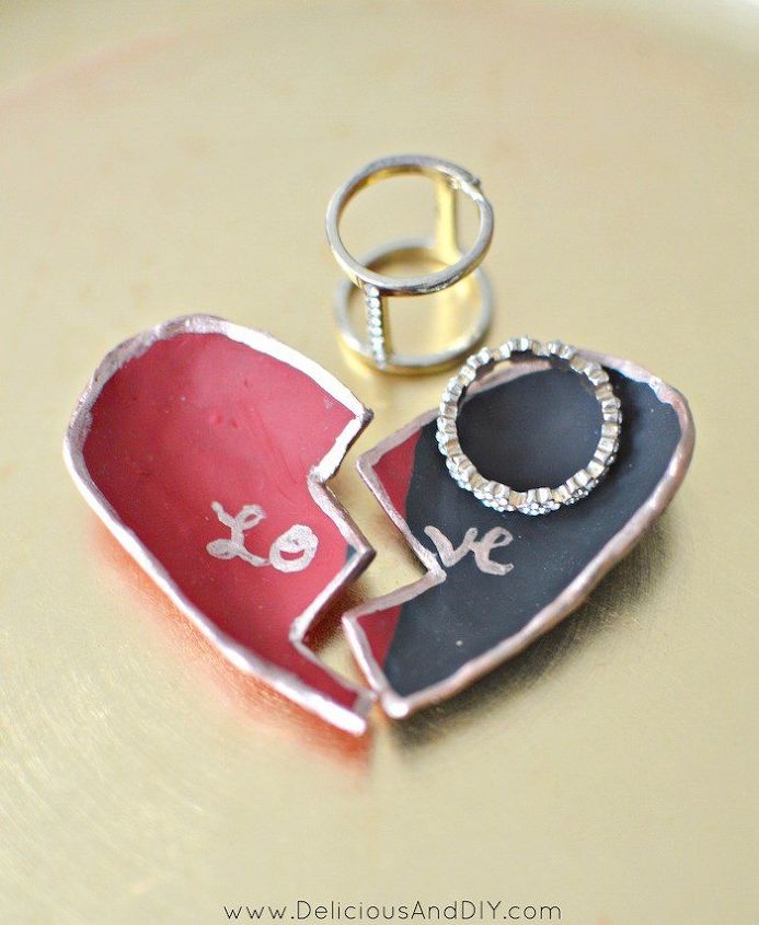 diy heart clay ring dish