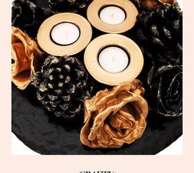 diy home decor candle holder tray plaster roses and pinecones