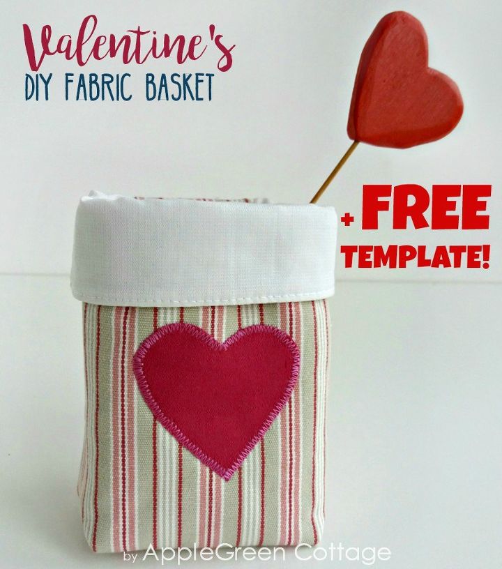 how to make a valentine mini fabric basket free template included