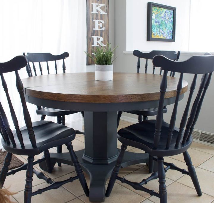 how to stain paint a pedestal table with a modern farmhouse look