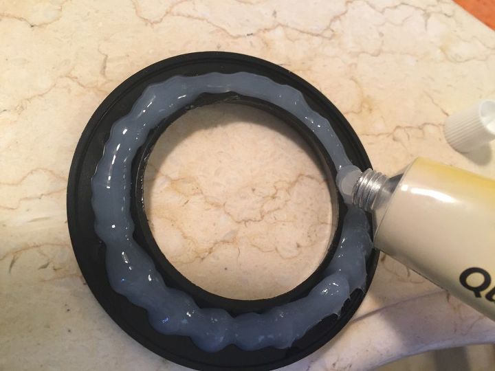 replaced your toilets flapper and it s still running, Apply adhesive to bottom area of new seat