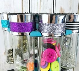 turn a thrift store spice rack into creative storage